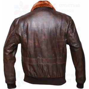 Leather Aviator Bomber Flight Jacket With Fur