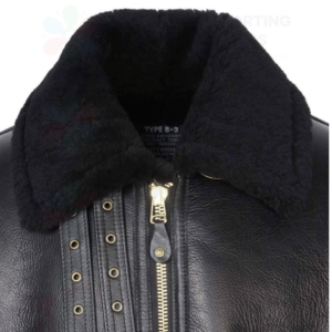 Black leather flight jacket