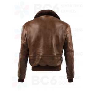 Brown leather bomber jacket
