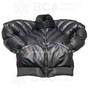 Black V Bomber Leather Jacket