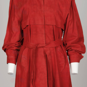 Red leather trench coat.