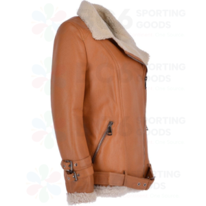 Women Luxury Side Zip Sheepskin Pilot Jacket