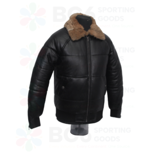 Oversized leather bomber jacket