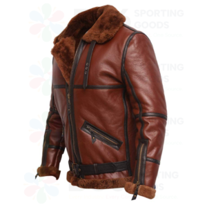 Mens Aviator RAF B3 Fur Shearling Leather Bomber Flying Jacket Coat