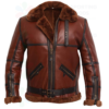 Mens Aviator RAF B3 Fur Shearling Leather Bomber Flying Jacket Coat