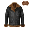 Men B3 Bomber Aviator Shearling Leather Jacket (Black)