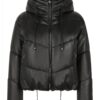 Buy Women Leather puffer jacket  (black)