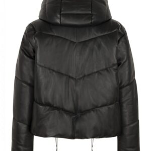 Buy Women Leather puffer jacket  (black)