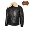 Men Quilted leather V Bomber Jacket 