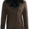 Women Shearling Bomber Biker Jacket
