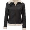 Women Brown Leather B3 Shearling Bomber Jacket